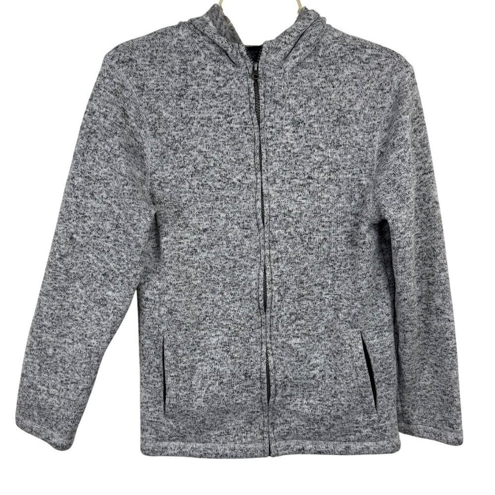 Cat & Jack Kids Fleece Sweater Heathered Grey Full Zip Boys Lrg 12/14 EUC